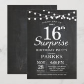 Surprise 16th Birthday Invitation Chalkboard Kaart (Voorkant / Achterkant)