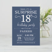 Surprise 18e anniversaire Invitation Blue (Debout devant)