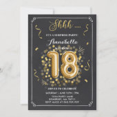 Surprise 18e anniversaire Invitation Gold Chalkboa (Devant)