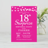 Surprise 18e anniversaire Invitation Hot Pink (Debout devant)