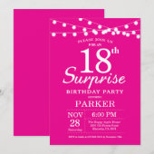 Surprise 18e anniversaire Invitation Hot Pink (Devant / Derrière)