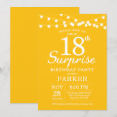 Surprise 18e anniversaire Invitation Jaune (Devant / Derrière)