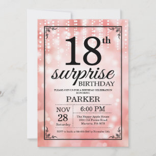 Surprise 18e anniversaire Invitation Parties scint