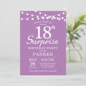 Surprise 18e anniversaire Invitation Purple Lavend (Debout devant)