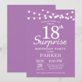 Surprise 18e anniversaire Invitation Purple Lavend (Devant / Derrière)