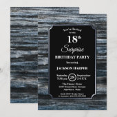 Surprise 18e anniversaire Wood Party Invitation (Devant / Derrière)