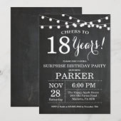 Surprise 18th Birthday Invitation Chalkboard Kaart (Voorkant / Achterkant)