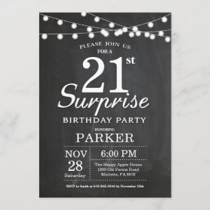 Surprise 18th Birthday Invitation Chalkboard Kaart