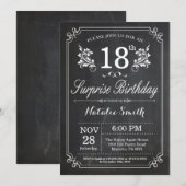 Surprise 18th Birthday Invitation Chalkboard Kaart (Voorkant / Achterkant)