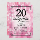 Surprise 20e anniversaire Invitation Parties scint (Devant / Derrière)