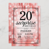 Surprise 20e anniversaire Invitation Parties scint (Devant / Derrière)
