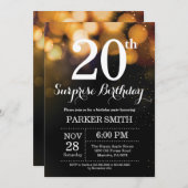 Surprise 20e anniversaire Invitation Parties scint (Devant / Derrière)
