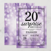 Surprise 20e anniversaire Invitation Purple Partie (Devant / Derrière)