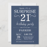 Surprise 21e anniversaire Invitation Bleu<br><div class="desc">Invitation surprise 21e anniversaire avec Arrière - plan bleu. Anniversaire adulte. Hommes ou femmes Anniversaire Invitation. 13e 15e 16e 18e 20e 21e 30e 40e 50e 60e 70e 80e 90e 100e, n'importe quel âge. Pour plus de personnalisation, cliquez sur le bouton "Customiser" et utilisez notre outil de conception pour modifier ce...</div>