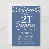 Surprise 21e anniversaire Invitation Bleu (Devant)