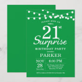 Surprise 21e anniversaire Invitation Green (Devant / Derrière)