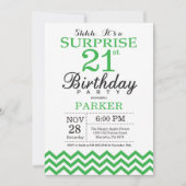 Surprise 21e anniversaire Invitation Green Chevron (Devant)