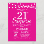 Surprise 21e anniversaire Invitation Hot Pink<br><div class="desc">Invitation surprise 21e anniversaire avec lumières à cordes. Arrière - plan rose chaud. Femme Lady Élégante anniversaire moderne. 13ème 15ème 16ème 18ème 20ème 21ème 30ème 40ème 50ème 60ème 70ème 80ème 90ème 100ème, Tout âge. Pour plus de personnalisation, cliquez sur le bouton "Customiser" et utilisez notre outil de conception pour modifier...</div>