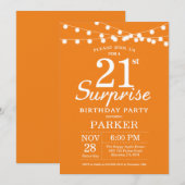 Surprise 21e anniversaire Invitation Orange (Devant / Derrière)