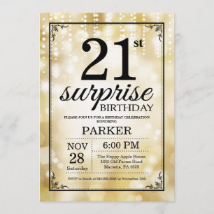 Surprise 21e anniversaire Invitation Parties scint