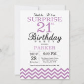Surprise 21e anniversaire Invitation Purple Chevro (Devant)