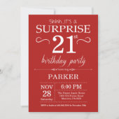 Surprise 21e anniversaire Invitation Rouge (Devant)