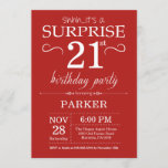 Surprise 21e anniversaire Invitation Rouge<br><div class="desc">Invitation surprise 21e anniversaire avec Arrière - plan rouge. Anniversaire adulte. Hommes ou femmes Anniversaire Invitation. 13e 15e 16e 18e 20e 21e 30e 40e 50e 60e 70e 80e 90e 100e, n'importe quel âge. Pour plus de personnalisation, cliquez sur le bouton "Customiser" et utilisez notre outil de conception pour modifier ce...</div>