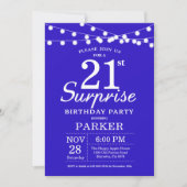 Surprise 21e anniversaire Invitation Royal Blue (Devant)