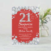 Surprise 21e anniversaire Invitation Silver Diamon (Debout devant)