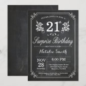 Surprise 21st Birthday Invitation Chalkboard Kaart (Voorkant / Achterkant)