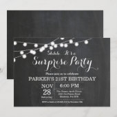 Surprise 21st Birthday Invitation Chalkboard Kaart (Voorkant / Achterkant)