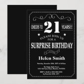 Surprise 21st Birthday Invitation Chalkboard Kaart (Voorkant / Achterkant)