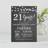 Surprise 21st Birthday Invitation Chalkboard Kaart (Staand voorkant)