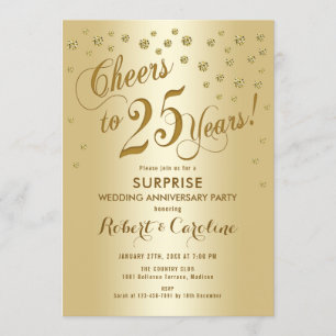 Surprise 25th Wedding Jubileum - Gold Kaart