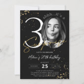 Surprise 30e anniversaire Black Gold Invitation ph (Devant)