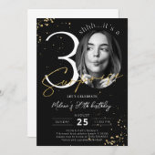 Surprise 30e anniversaire Black Gold Invitation ph (Devant / Derrière)