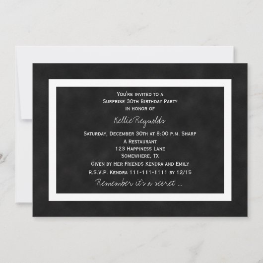 Surprise 30e anniversaire de fête Invitation table (Dos)