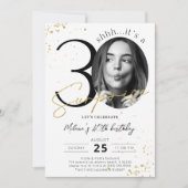 Surprise 30e anniversaire Gold Invitation avec pho (Devant)
