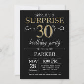 Surprise 30e anniversaire Invitation Black and Gol (Devant)