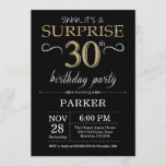 Surprise 30e anniversaire Invitation Black and Gol<br><div class="desc">Surprise 30e anniversaire Invitation avec Arrière - plan Parties scintillant Noir et Or. Tableau. Anniversaire adulte. Hommes ou Femmes Anniversaire Invitation. N'importe quel âge. Pour plus de personnalisation,  cliquez sur le bouton "Customiser" et utilisez notre outil de conception pour modifier ce modèle.</div>