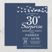 Surprise 30e anniversaire Invitation Bleu et Blanc (Devant / Derrière)