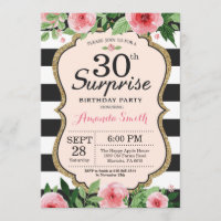 Surprise 30e anniversaire Invitation Femmes Floral