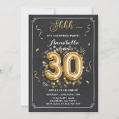 Surprise 30e anniversaire Invitation Gold Chalkboa (Devant)