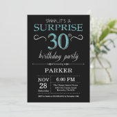 Surprise 30e anniversaire Invitation Noir et Turqu (Debout devant)