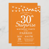 Surprise 30e anniversaire Invitation Orange (Devant / Derrière)