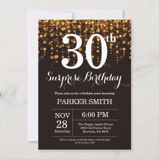 Surprise 30e anniversaire Invitation Parties scint (Devant)