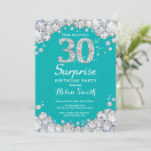 Surprise 30e anniversaire Invitation Turquoise et  (Debout devant)