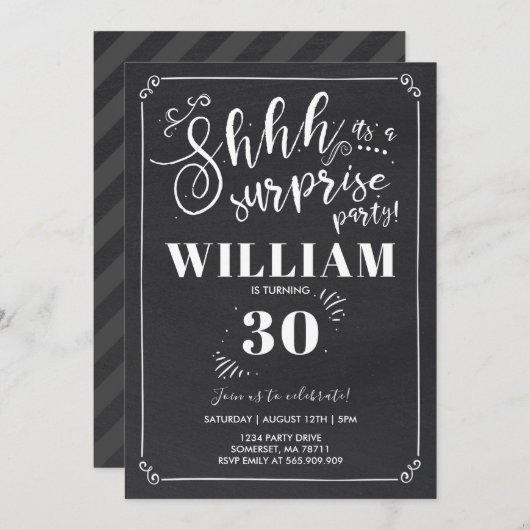 Surprise 30e anniversaire Invitation Vintage Surpr (Devant / Derrière)