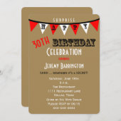 Surprise 30e anniversaire Invitations de fête Bunt (Devant / Derrière)