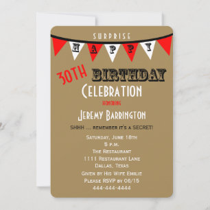 Surprise 30e anniversaire Invitations de fête Bunt